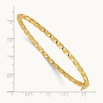 Twisted Hinged Bangle, 3.20mm, 14K Gold