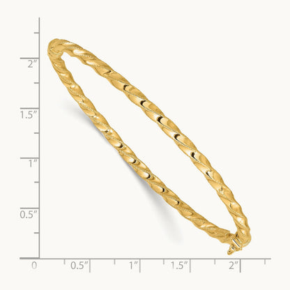 Twisted Hinged Bangle, 3.20mm, 14K Gold