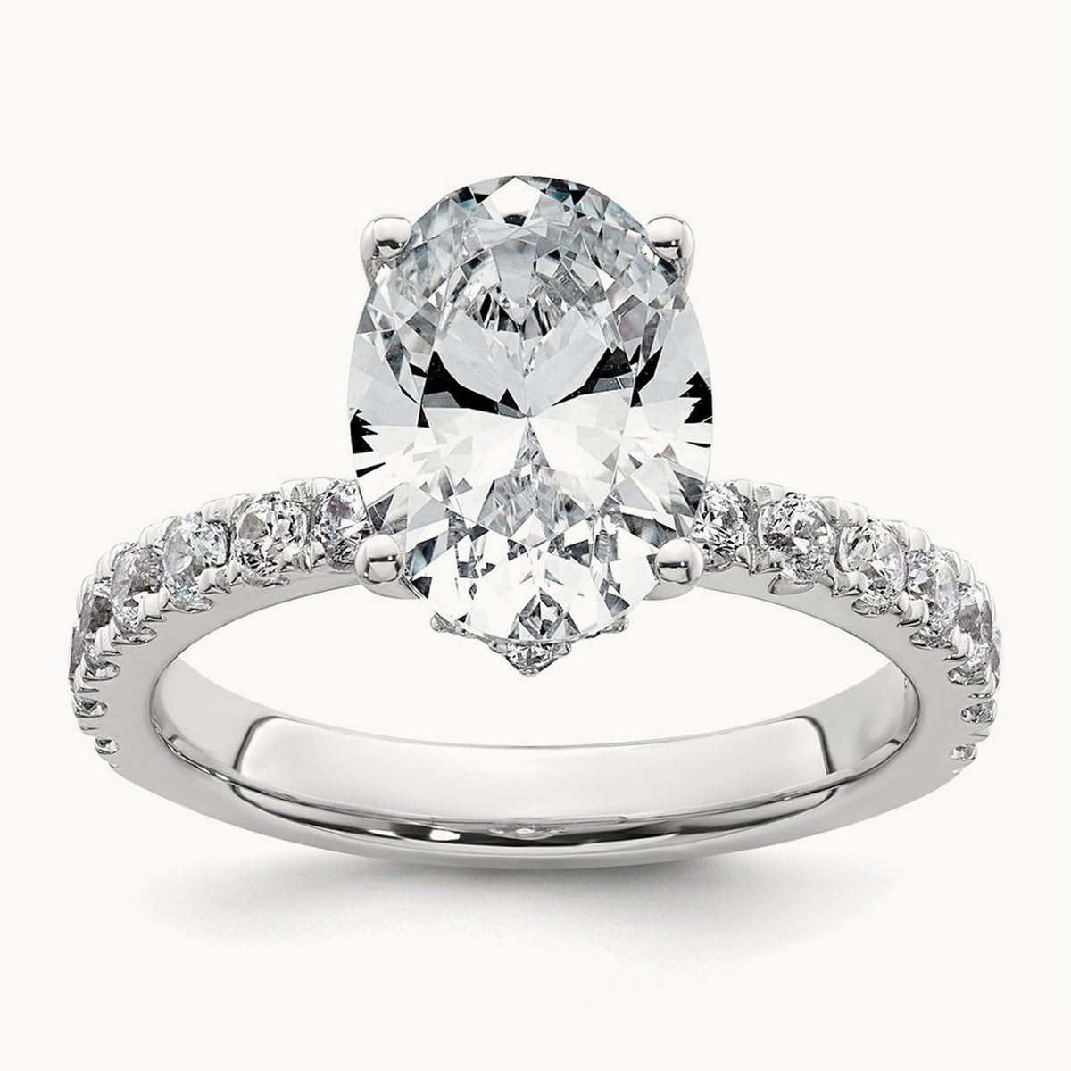 Oval Semi-Mount Solitaire Engagement Ring, 0.25-0.50 ct tw Lab-Grown Diamond — 5/8 ct, VS/SI (Great), 14K White Gold