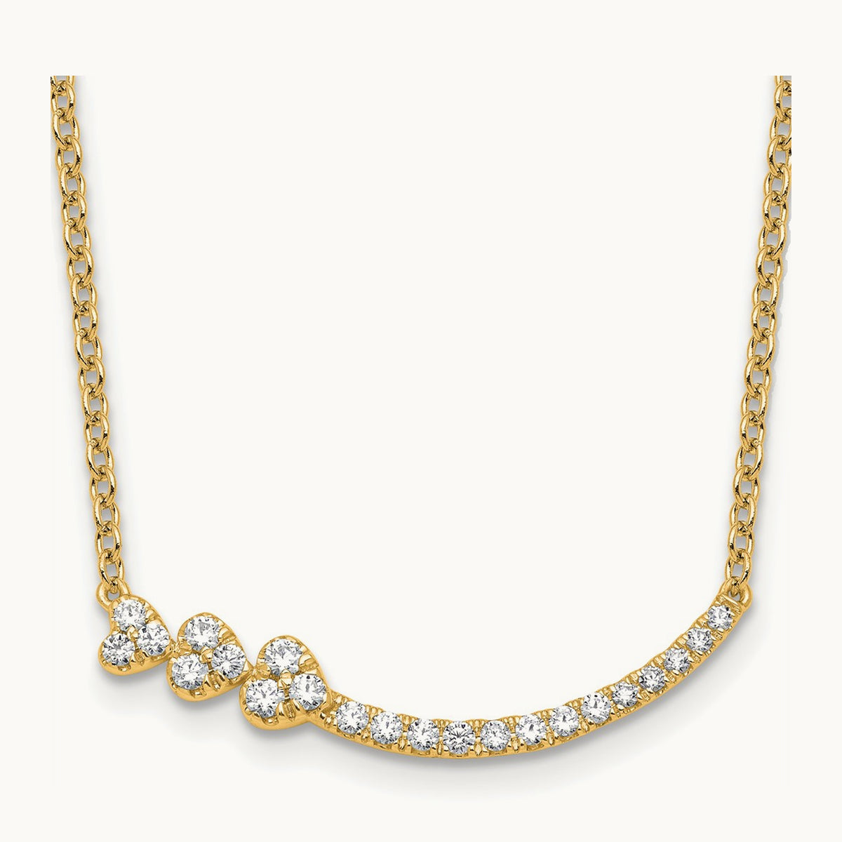 Fashion Hearts Bar Necklace, 0.25 ct tw Lab-Grown Diamond — 14K Yellow Gold