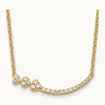 Fashion Hearts Bar Necklace, 0.25 ct tw Lab-Grown Diamond — 14K Yellow Gold