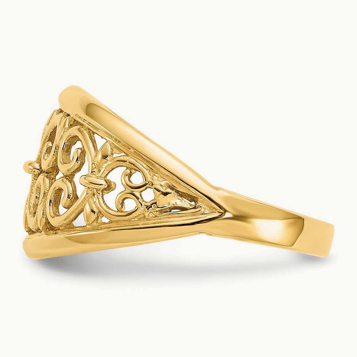 Fleur-De-Lis Tapered Ring, 14K