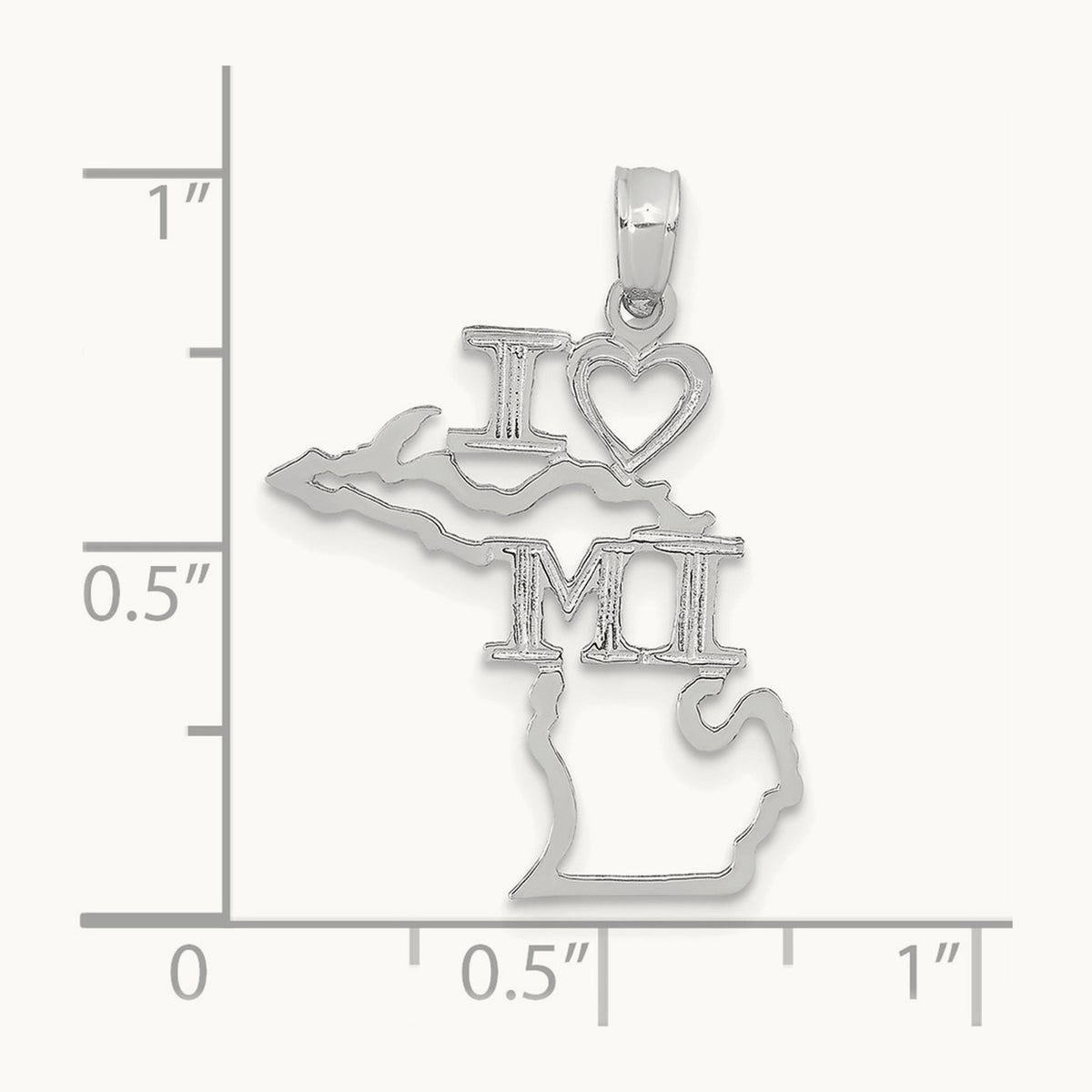 Solid Michigan State Pendant — 14K White Gold