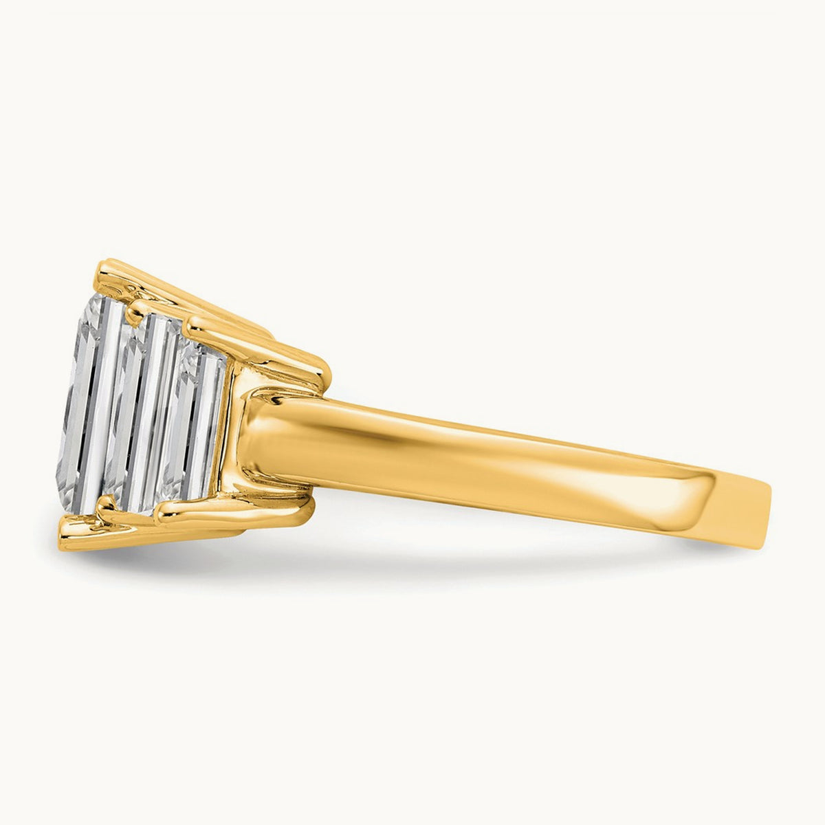 Emerald 3 Stone Engagement Ring, 1.50-4.25 ct tw Lab-Grown Diamond — 4 1/5 ct, 14K Yellow Gold