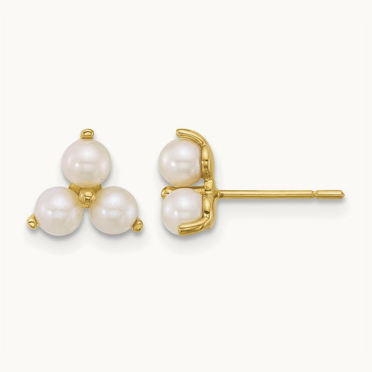 Polished Freshwater Cultured Pearls Post Earrings, 14K