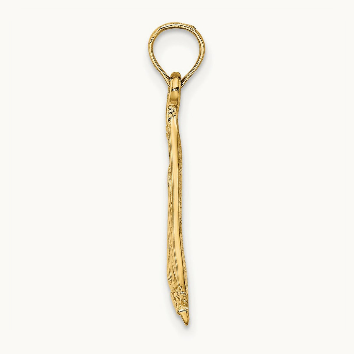 Polished and Textured Sailboat Charm, 14K
