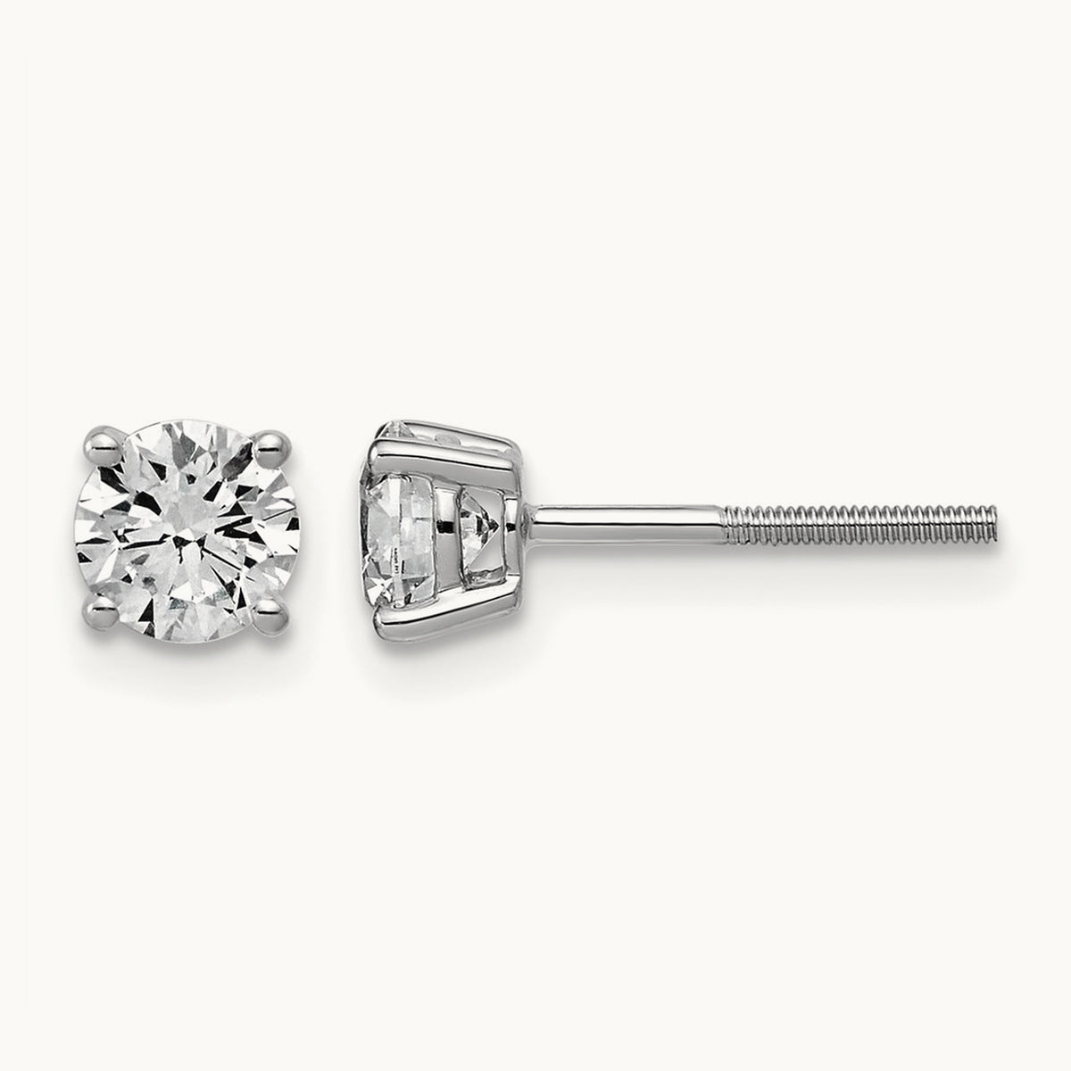 Lightweight Screwback Earrings, 0.25-4.00 ct tw Lab-Grown Diamond — 1 ct, 14K White Gold
