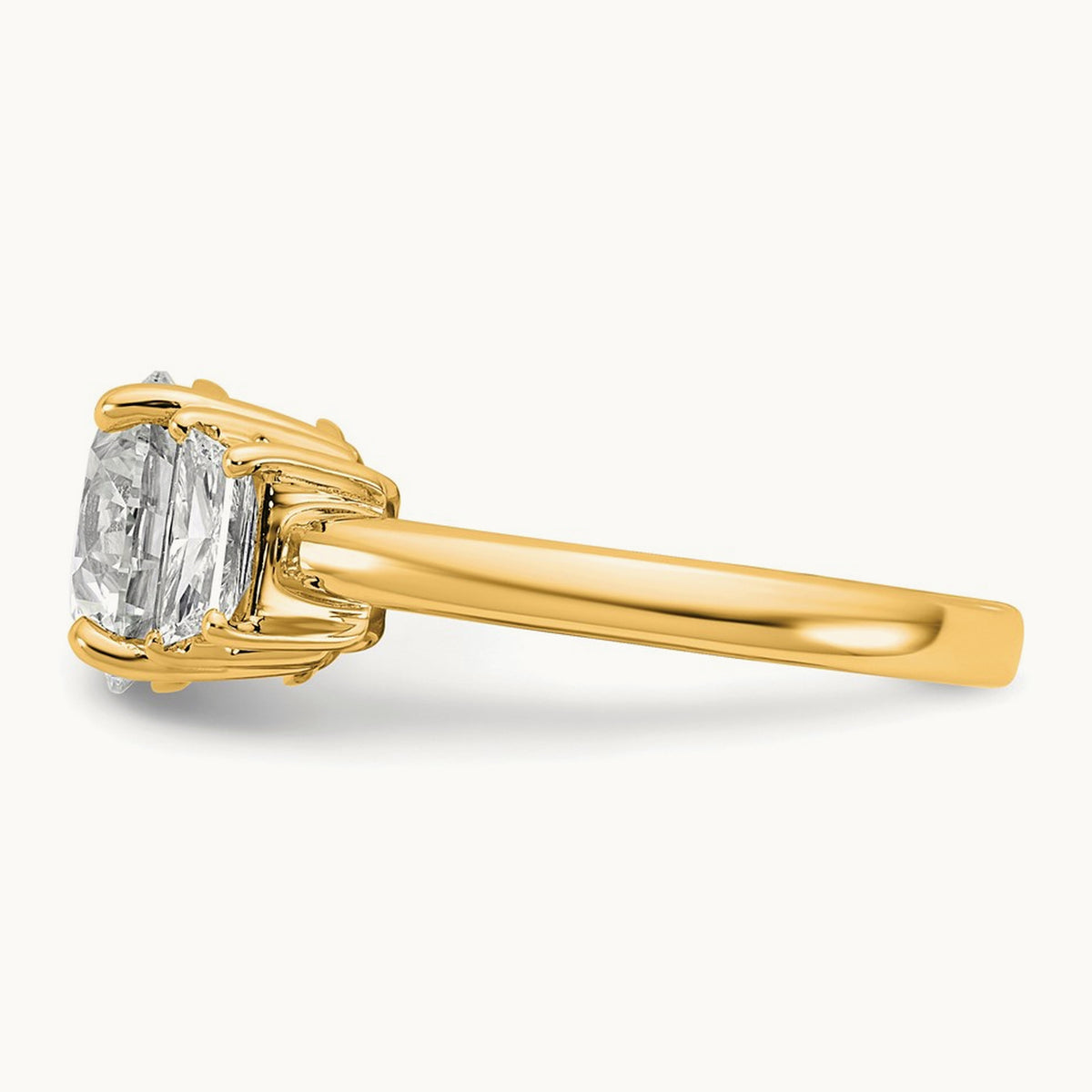 Trapezoid Sidestones Engagement Ring, 0.25-3.75 ct tw Lab-Grown Diamond — 3 1/2 ct, VS (Best) · Certified, 14K Yellow Gold
