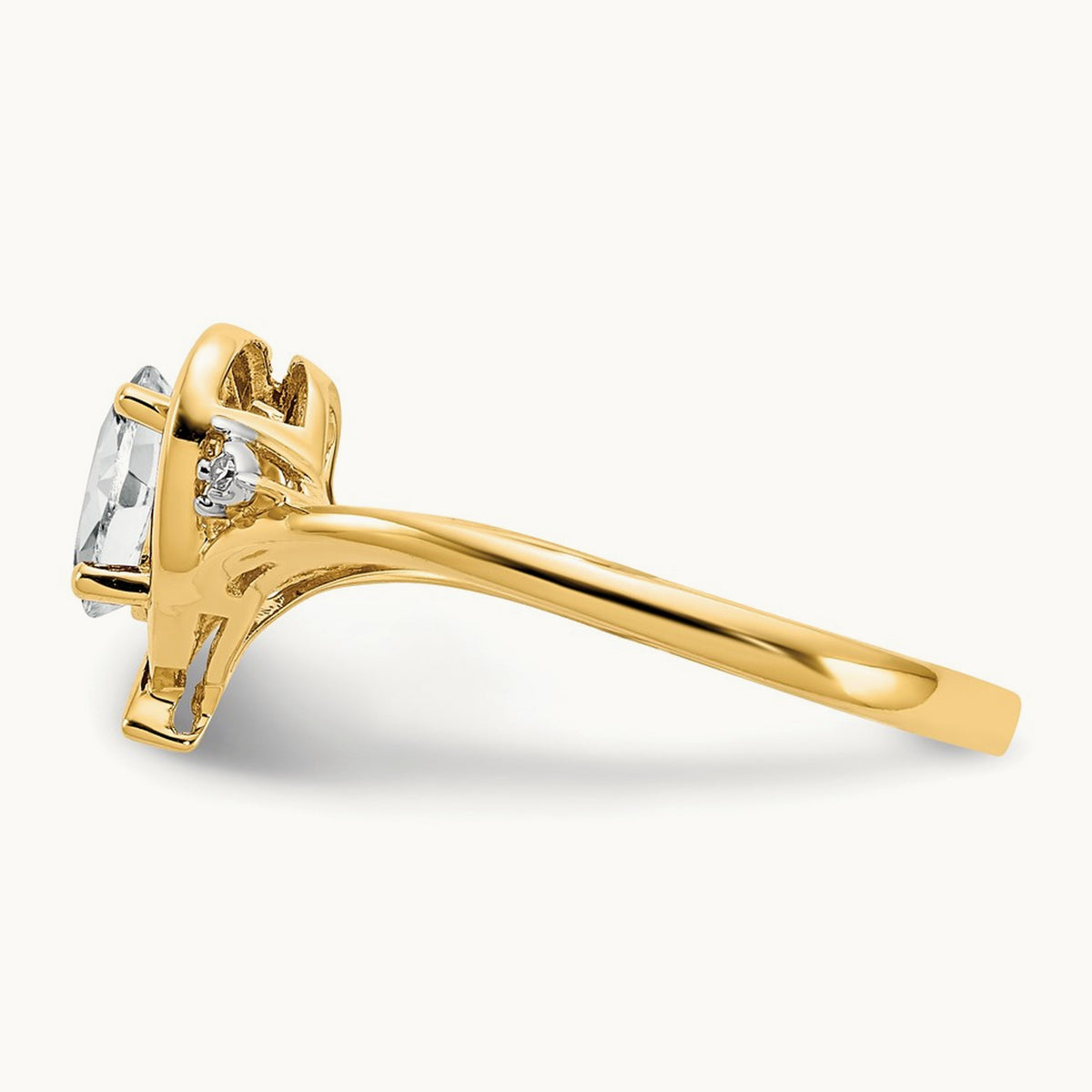 Topaz and Diamond Heart Ring — 14K Yellow Gold, 7