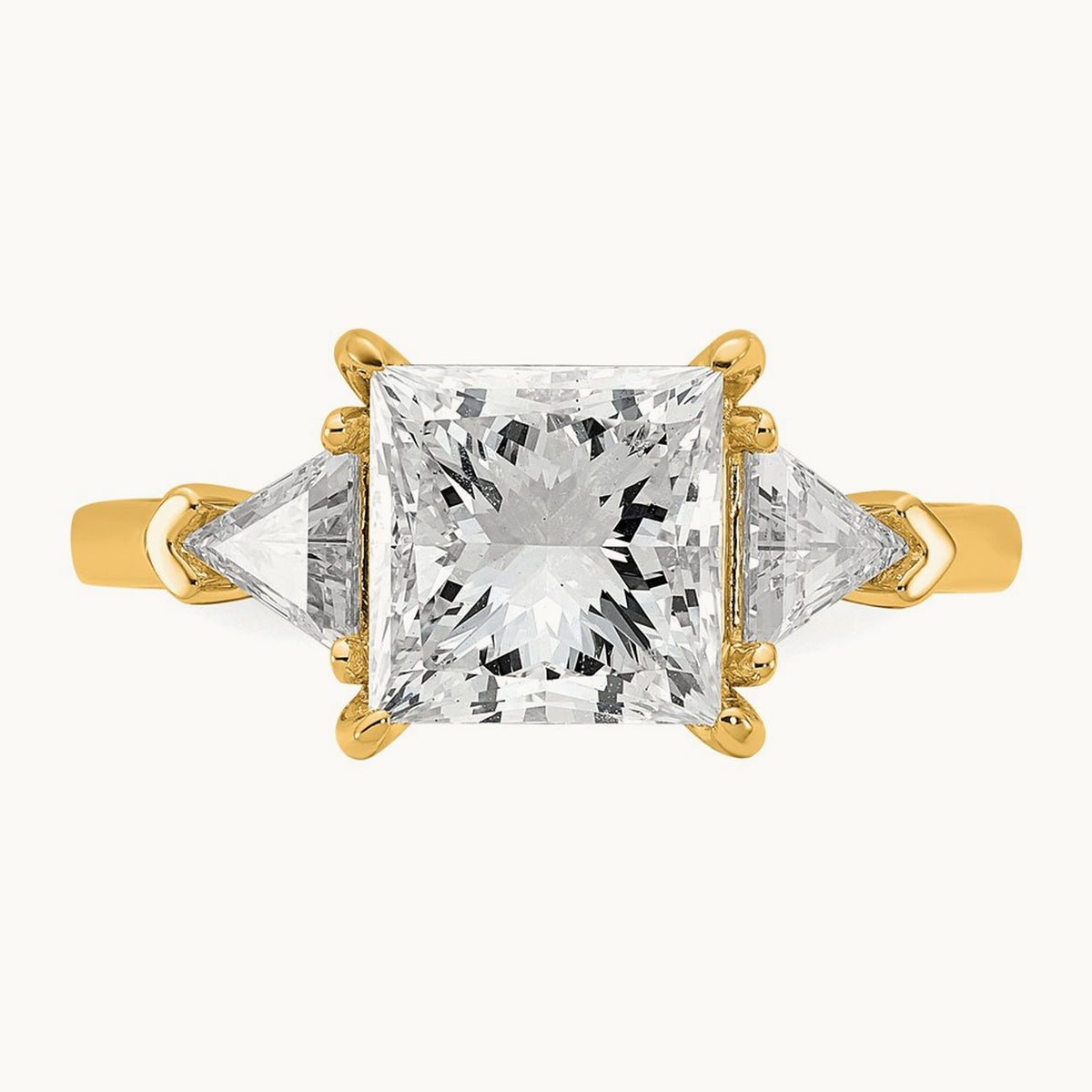 Princess/Trillion Engagement Ring, 1.50-4.00 ct tw Lab-Grown Diamond — 3 1/8 ct, 14K Yellow Gold