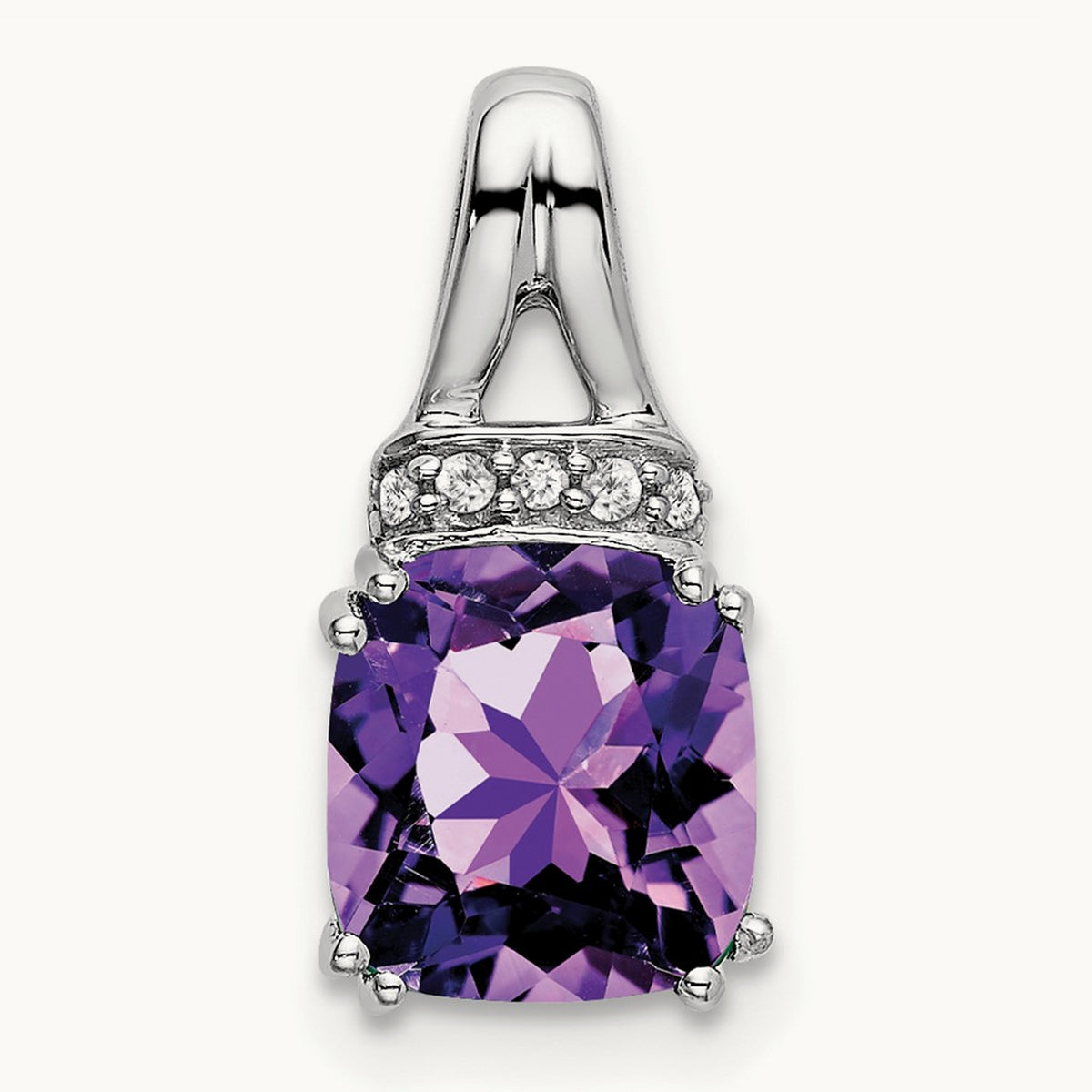 Cushion Amethyst and Diamond Pendant — photo set