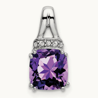 Cushion Amethyst and Diamond Pendant — photo set
