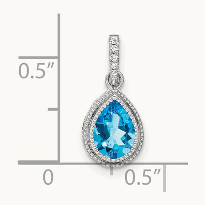 Pear Blue Topaz and Diamond Pendant — photo set