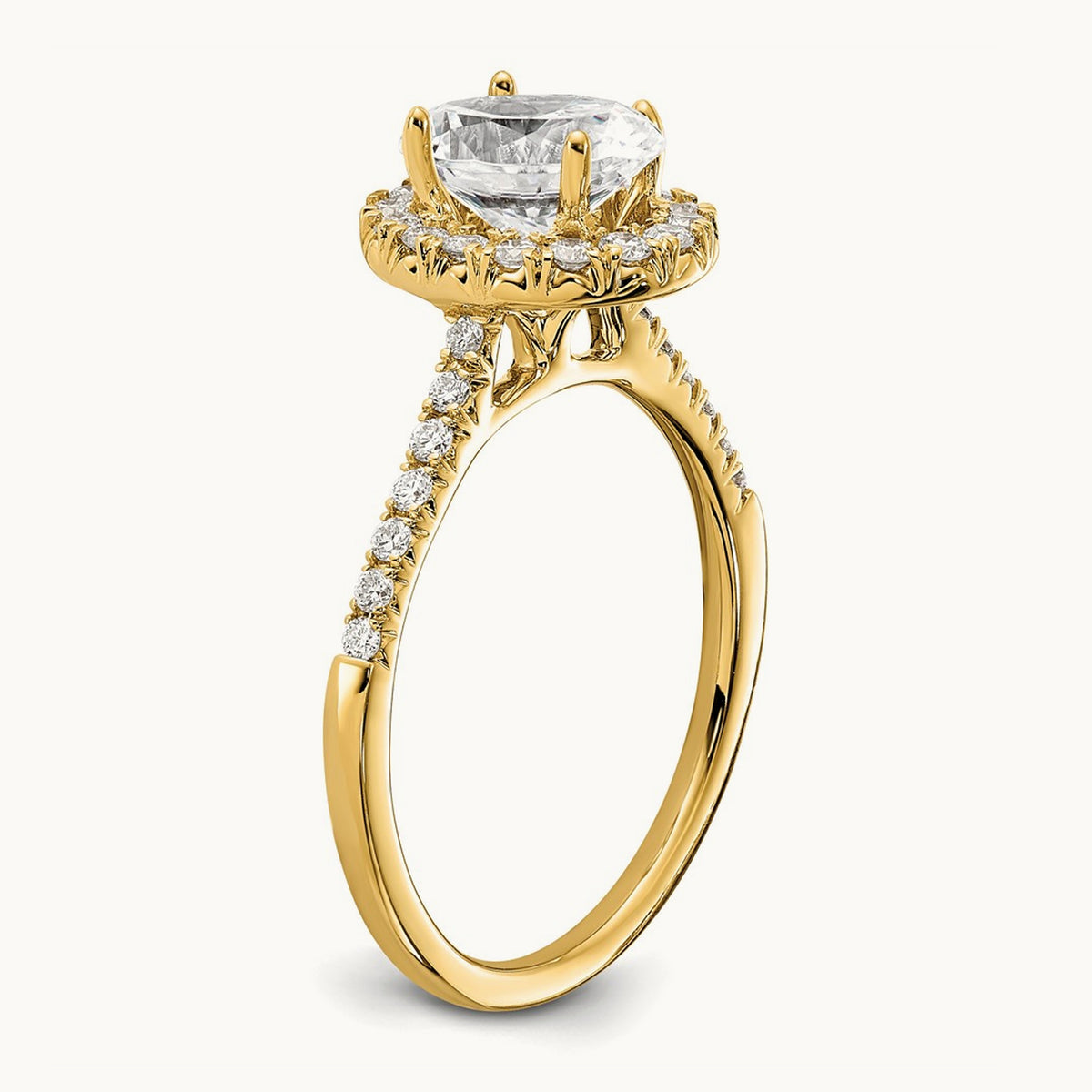 Oval Semi-Mount Halo Engagement Ring, 0.25-0.50 ct tw Lab-Grown Diamond — 3/8 ct · VS/SI (Great), 14K Yellow Gold