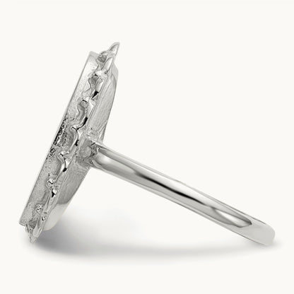 10.5x14. Open Back Signet Ring, 0mm, 14K White Gold