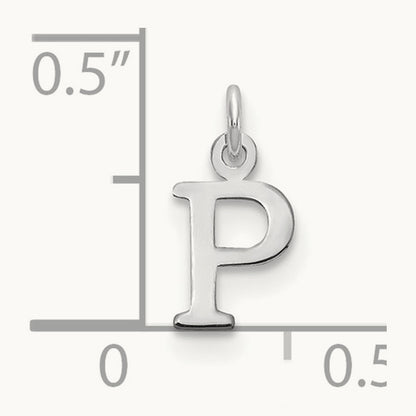 Cutout Letter P Initial Pendant, 14K White Gold