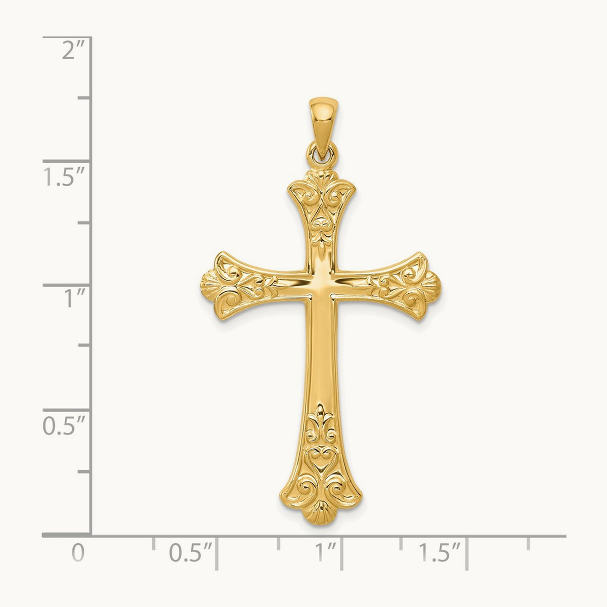 Fleur De Lis Cross Pendant, 14K