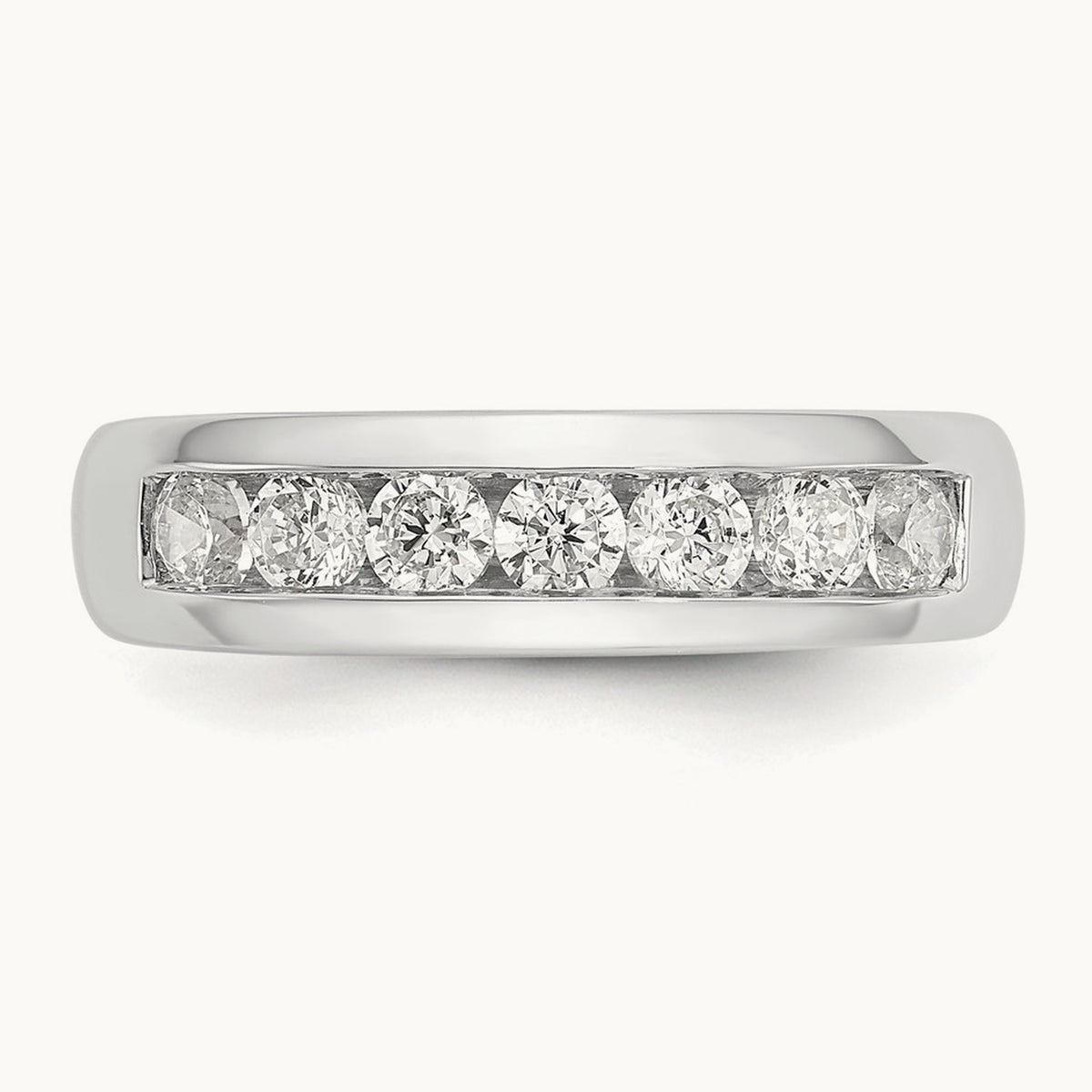 7-Stone Diamond Channel Band, 14K White Gold