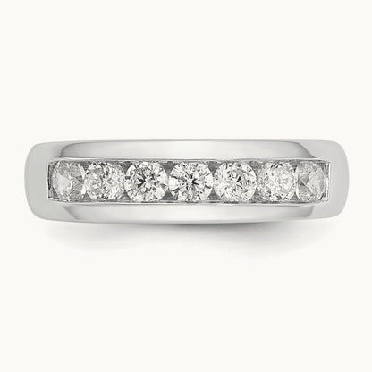 7-Stone Diamond Channel Band, 14K White Gold