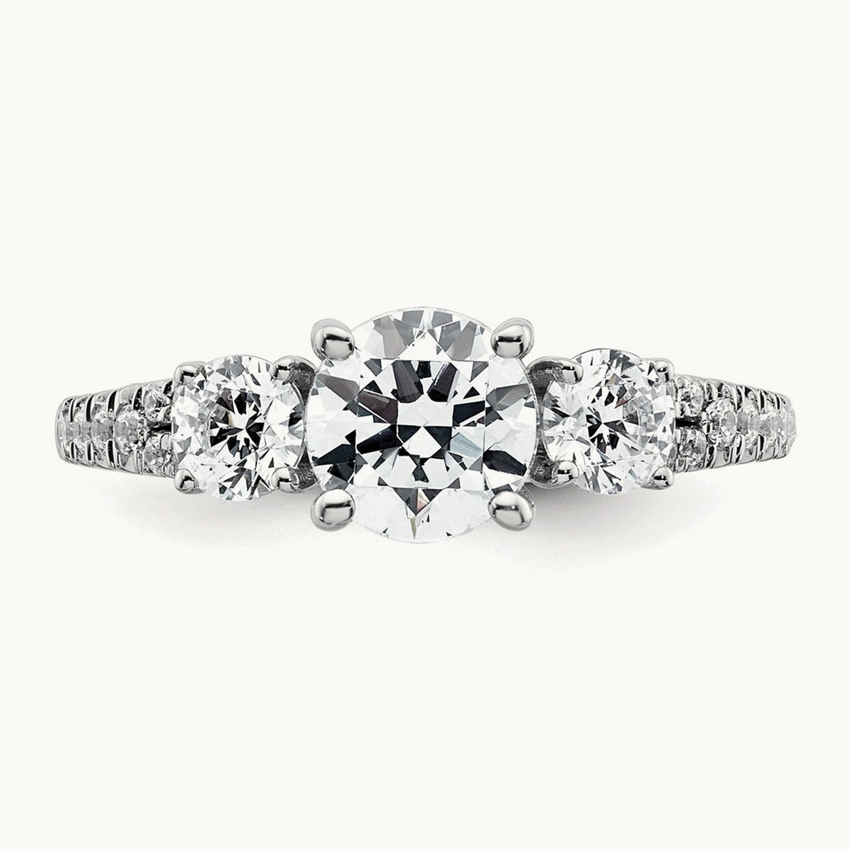Round Semi-Mount 3 Stone Engagement Ring, 0.50 ct tw Lab-Grown Diamond — 14K White Gold
