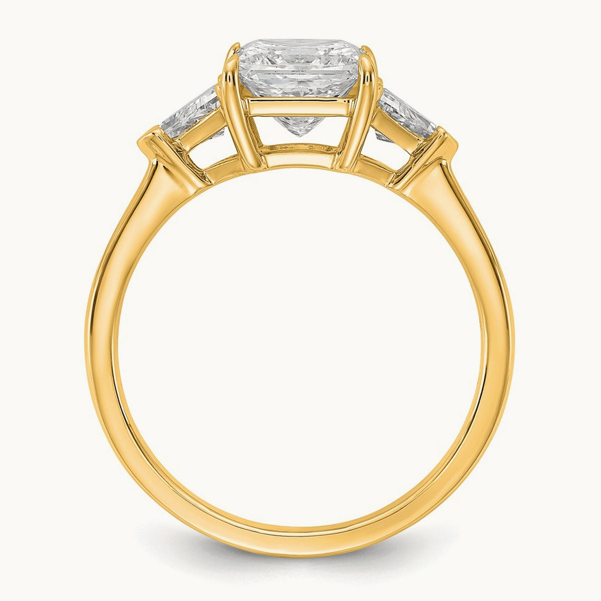 Princess/Trillion Engagement Ring, 1.50-4.00 ct tw Lab-Grown Diamond — 2 ct, 14K Yellow Gold