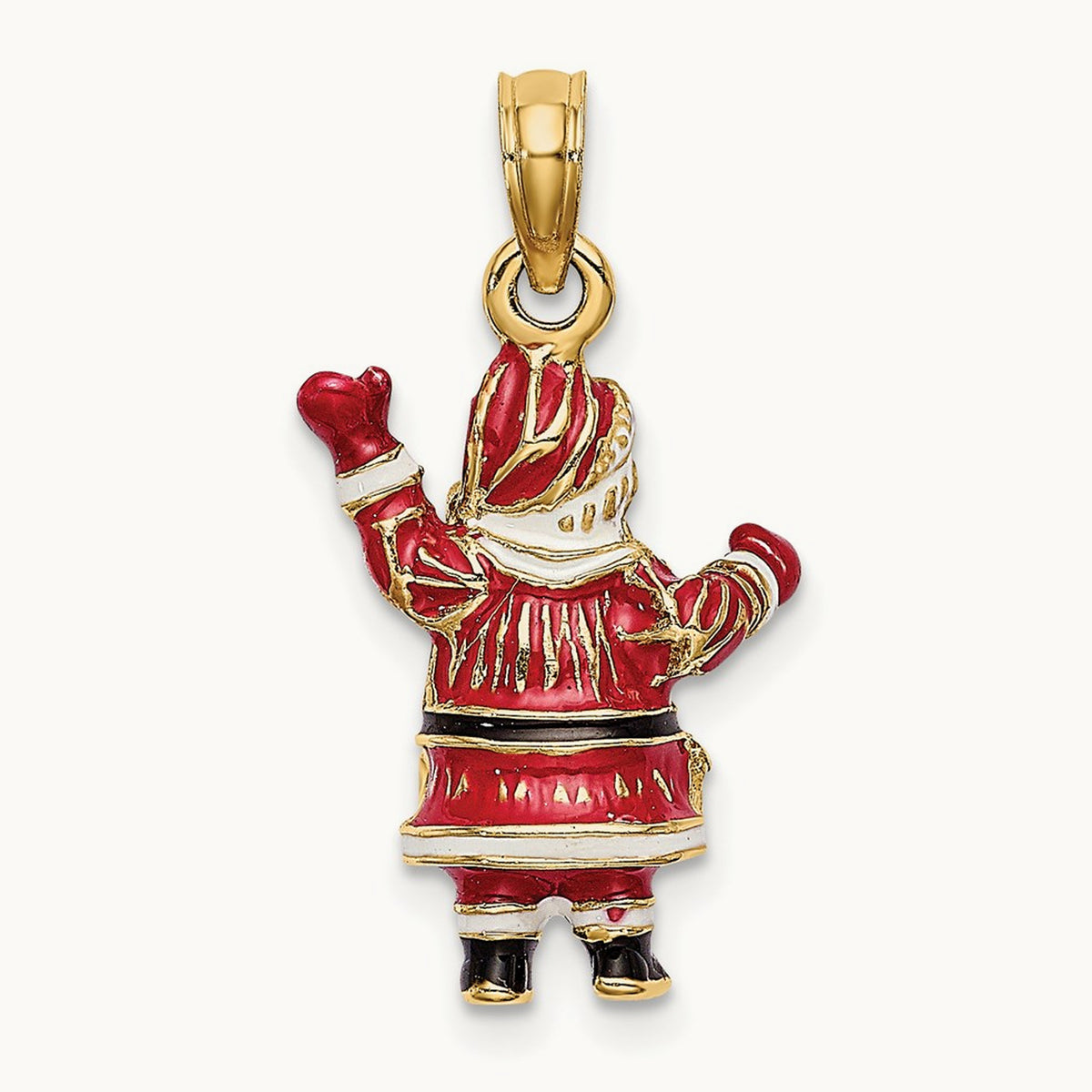 3-D Enamel Santa Charm, 14K