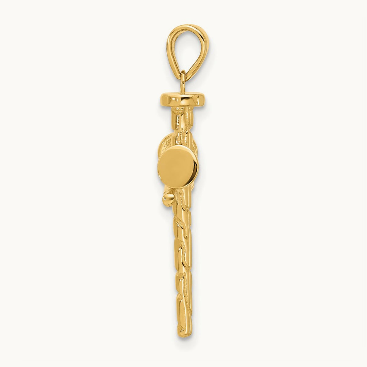 Polished and Textured Nails Cross Pendant — 32mm