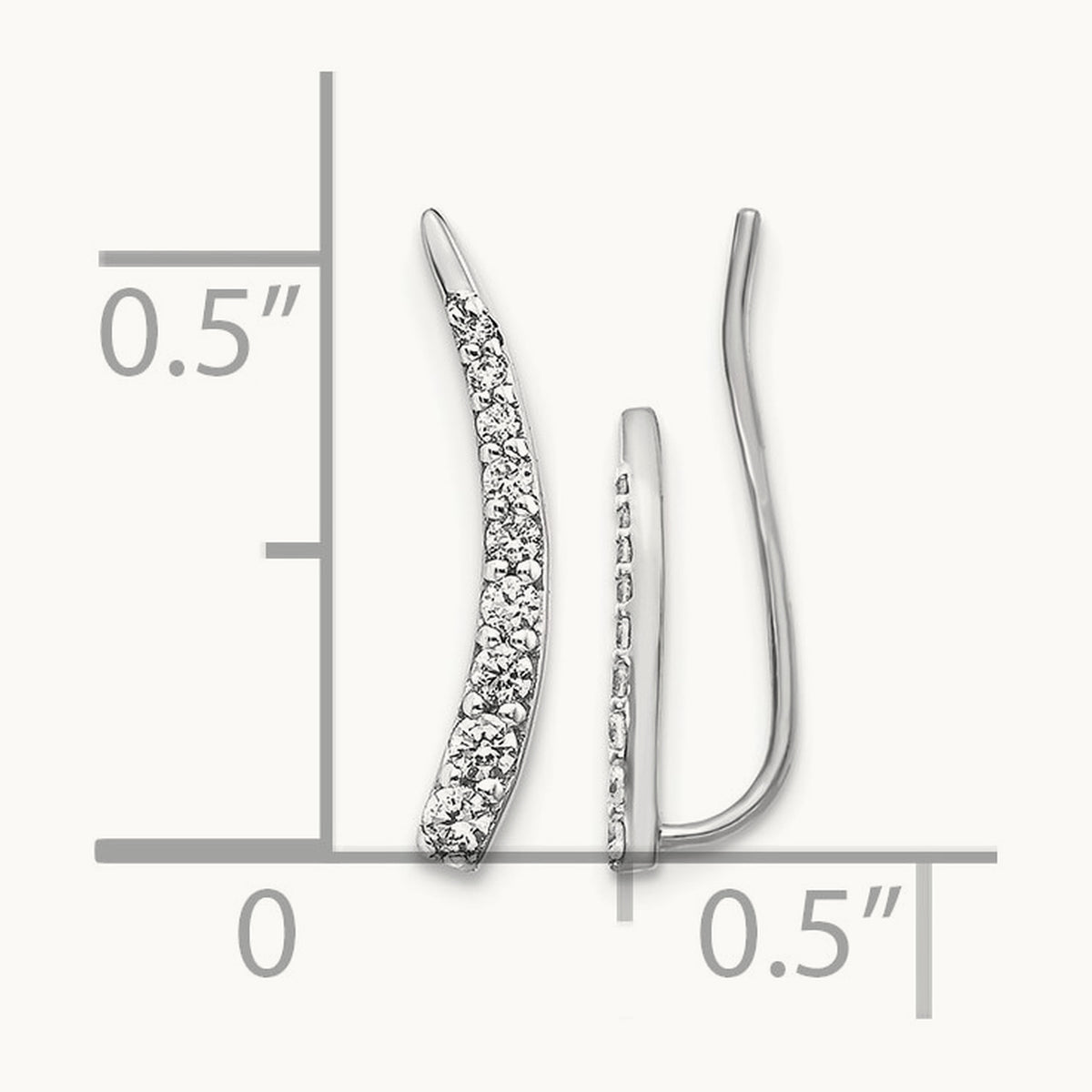 Diamond Ear Climber Earrings, 14K White Gold