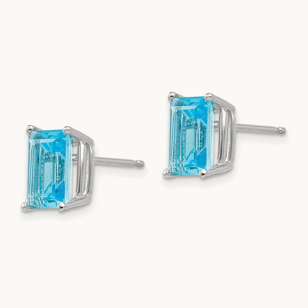 8x6mm Emerald Earring Mountings, 14K White Gold