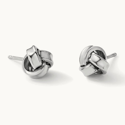 RH-plated Polished Love Knot Post Earrings, Sterling Silver — Leslie's