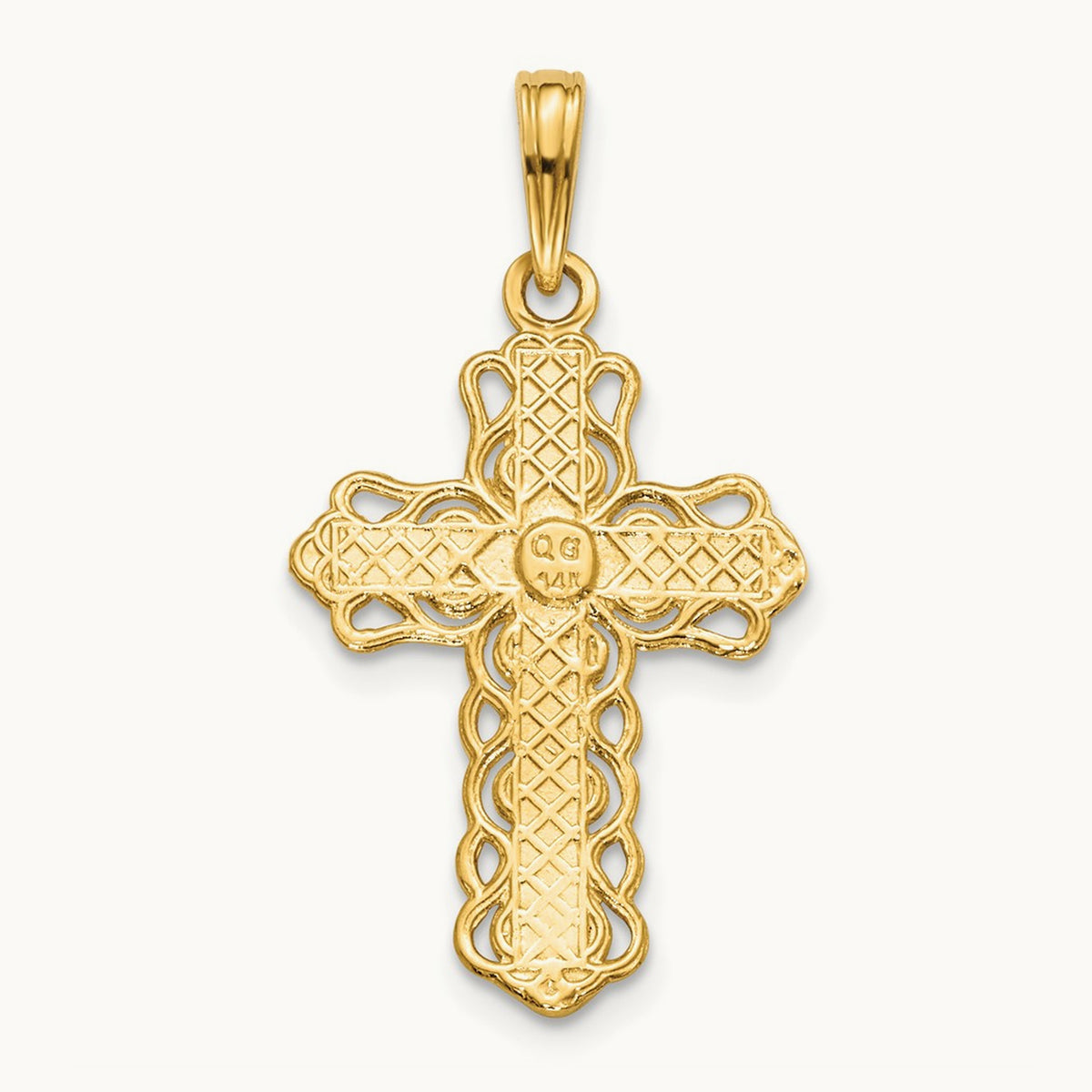 Lace Trim Cross Pendant — 14K Yellow Gold