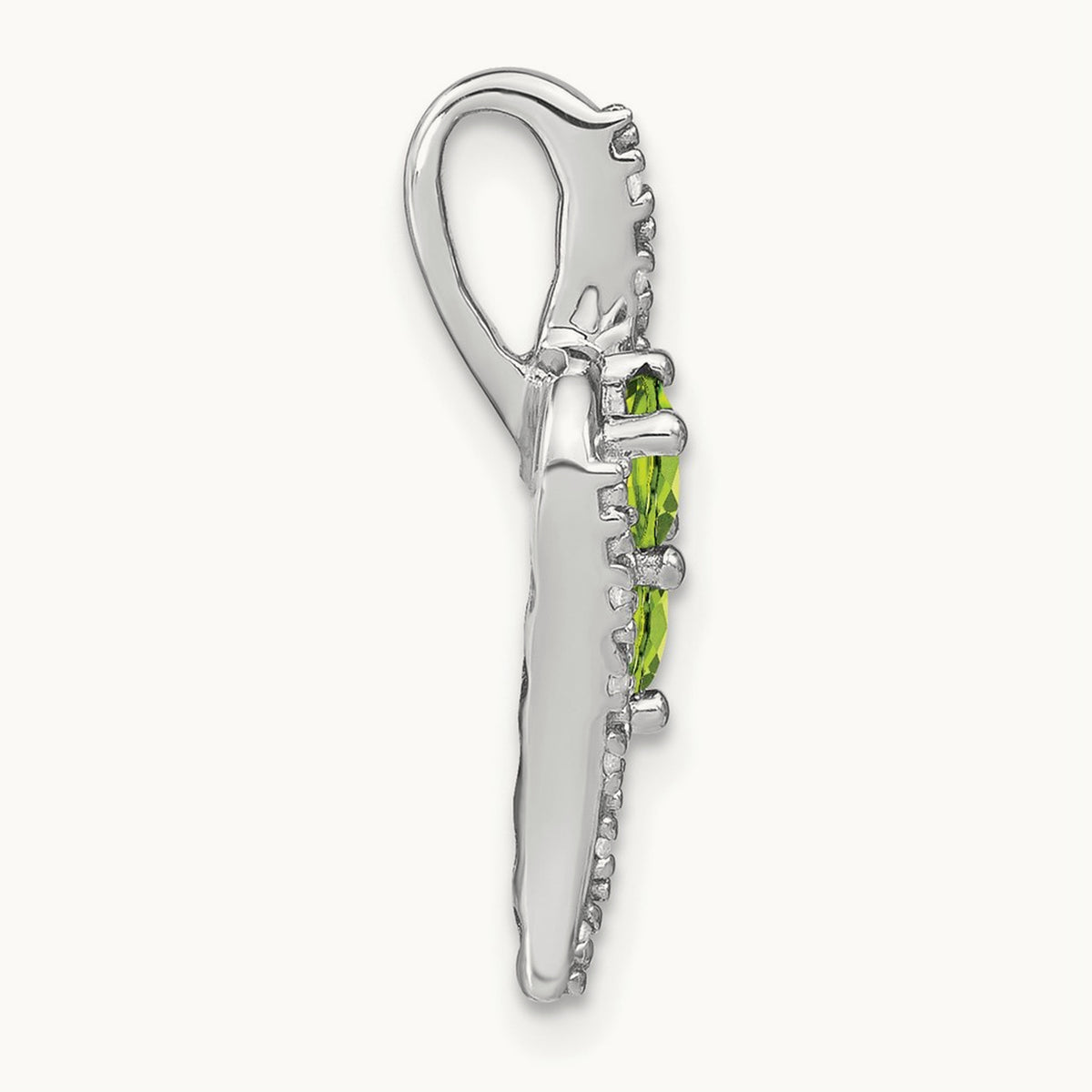 Peridot and Diamond Chain Slide, 14K White Gold