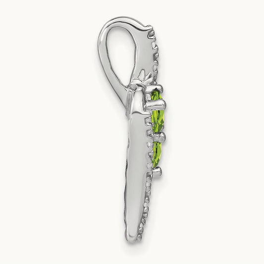 Peridot and Diamond Chain Slide, 14K White Gold