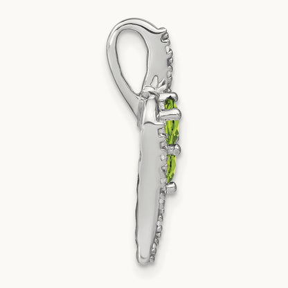 Peridot and Diamond Chain Slide, 14K White Gold