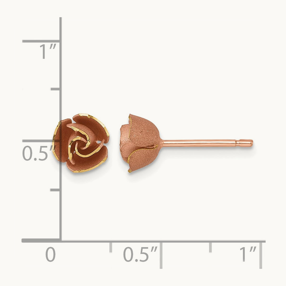 Brushed Flower Earrings — 14K Two-Tone Gold