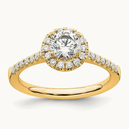 Halo Engagement Ring, 0.75 ct tw Lab-Grown Diamond — 14K Yellow Gold