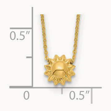 Polished Puffed Sun 16.5in Necklace, 14K