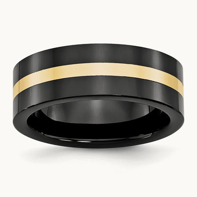 Flat Black with 14K Gold Inlay Polished Band — photo set