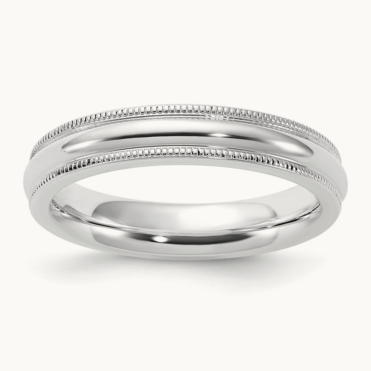 Milgrain Comfort Fit Band — Sterling Silver, 4mm
