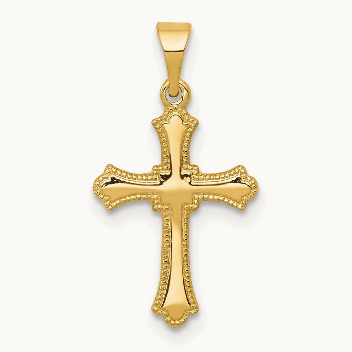 Budded Cross Charm — 14K Yellow Gold, 21mm