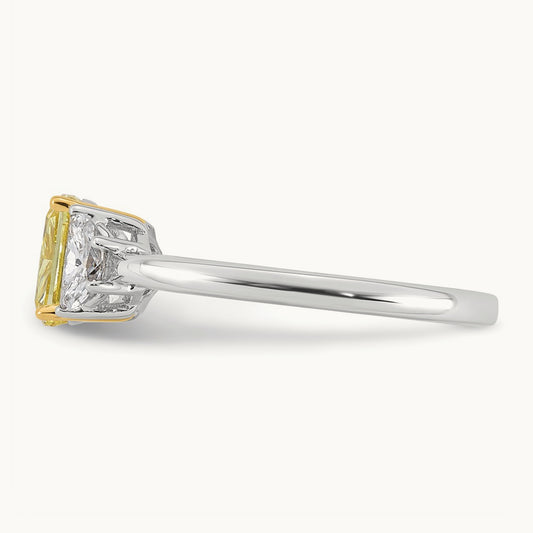 L Cushion Vivid Yellow & Half Moon Ring, 1.50-4.75 ct tw Lab-Grown Diamond
