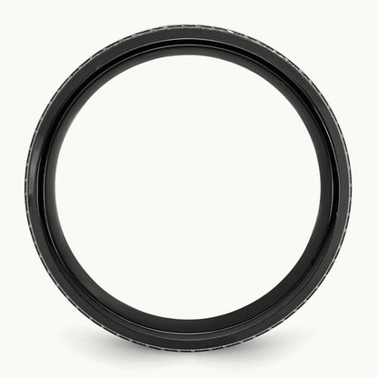 Black Zirconium Polished Lasered Tire Design Band, 8mm