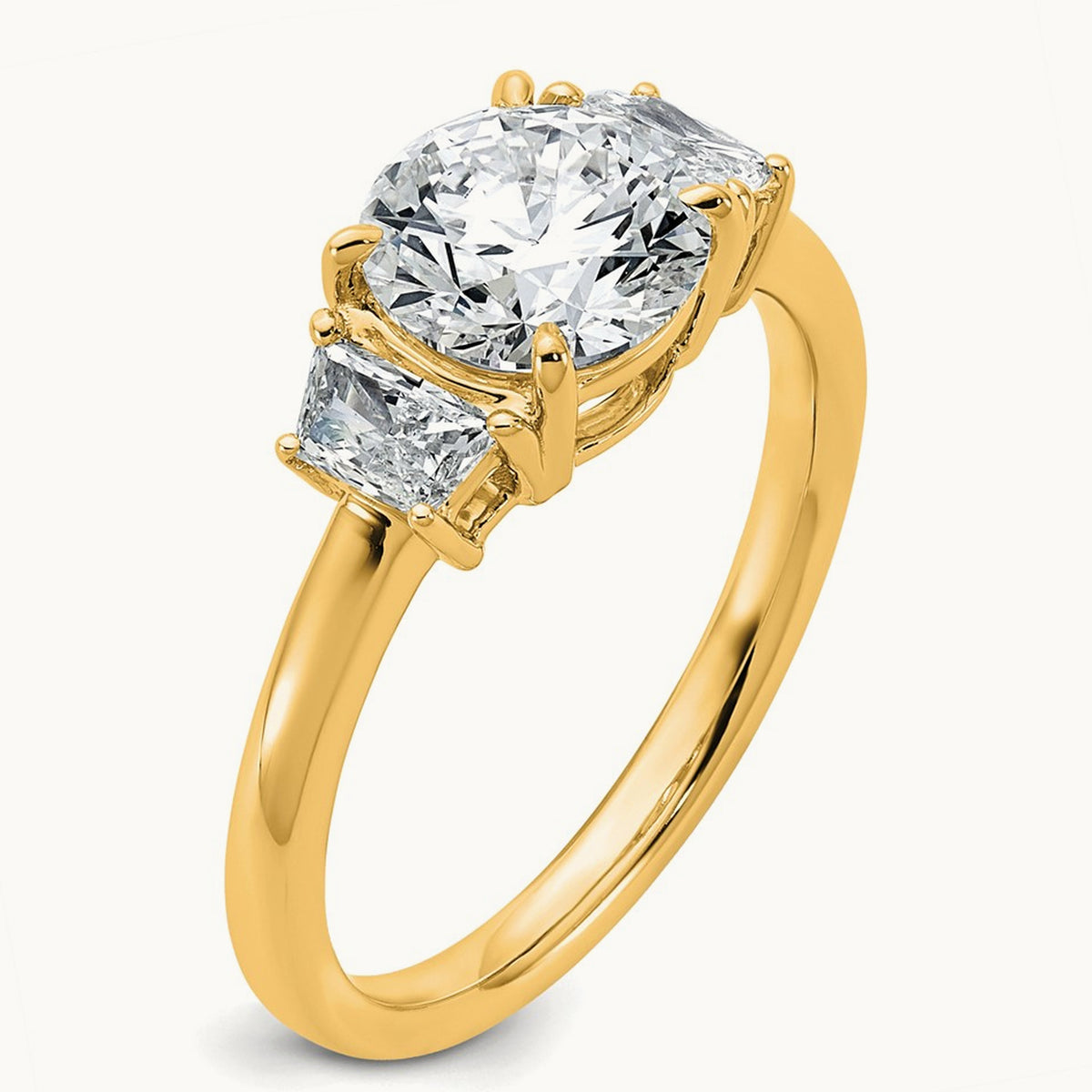 Trapezoid Sidestones Engagement Ring, 3/8-3 3/4 ct Lab-Grown Diamond — 14K Yellow Gold