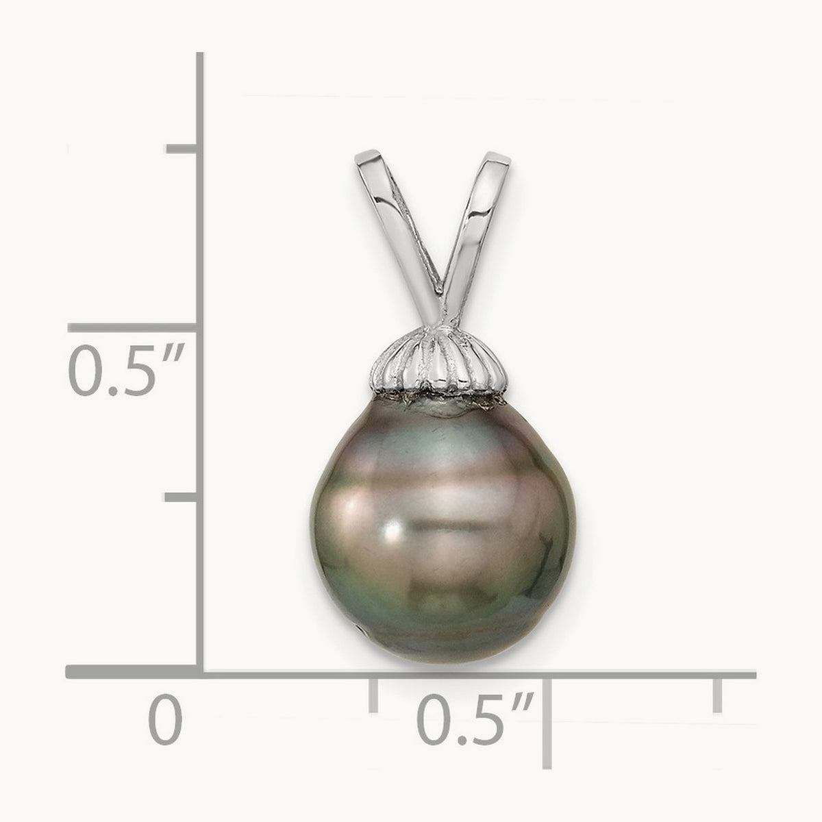9- Teardrop Saltwater Cultured Tahitian Pearl Pendant, 14K White Gold