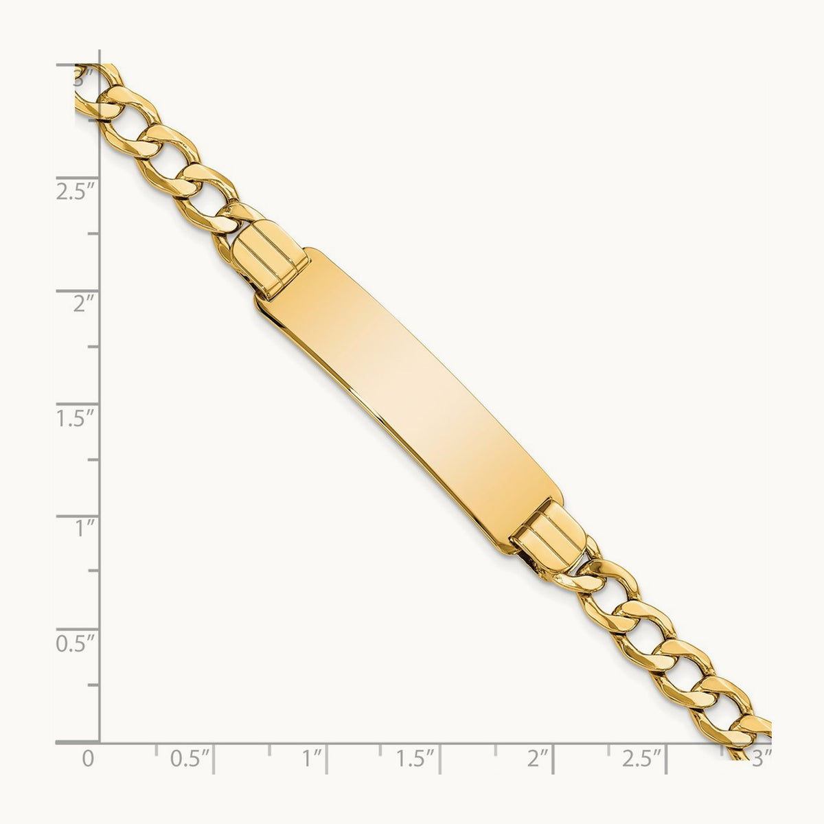 Semi-solid Curb Link ID Bracelet, 14K