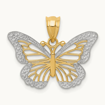w/ Rhodium Butterfly Pendant, 14K