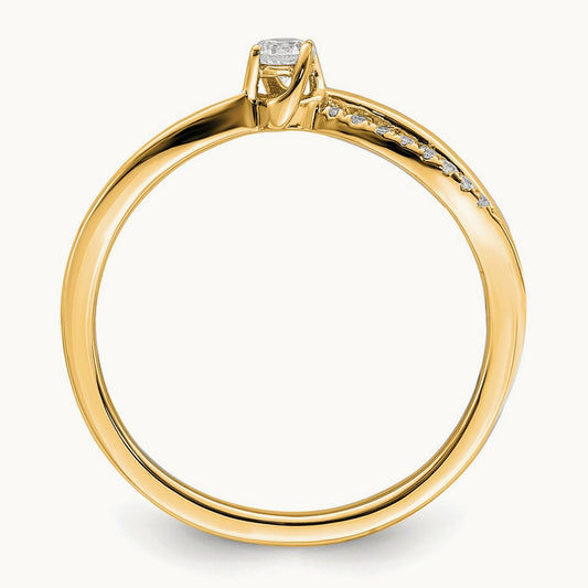 First Promise Petite Engagement Ring, 0.10 ct tw Lab-Grown Diamond — 14K Yellow Gold