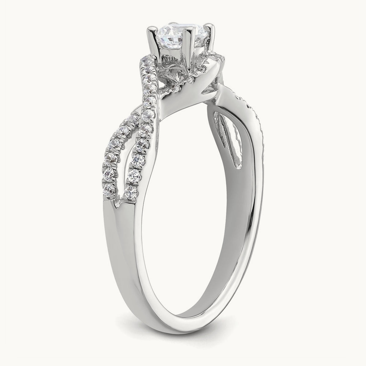 Round Semi-Mount Criss-Cross Engagement Ring — 1/3 ct, 7