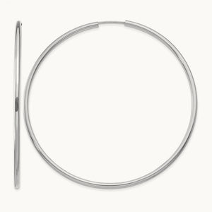 Polished Endless Hoop Earrings, 2mm, 14K White Gold