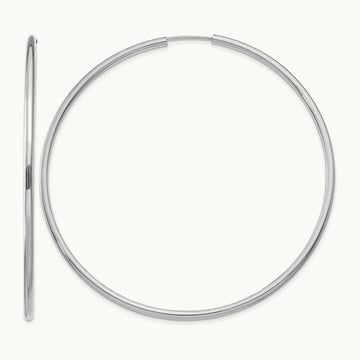 Polished Endless Hoop Earrings, 2mm, 14K White Gold